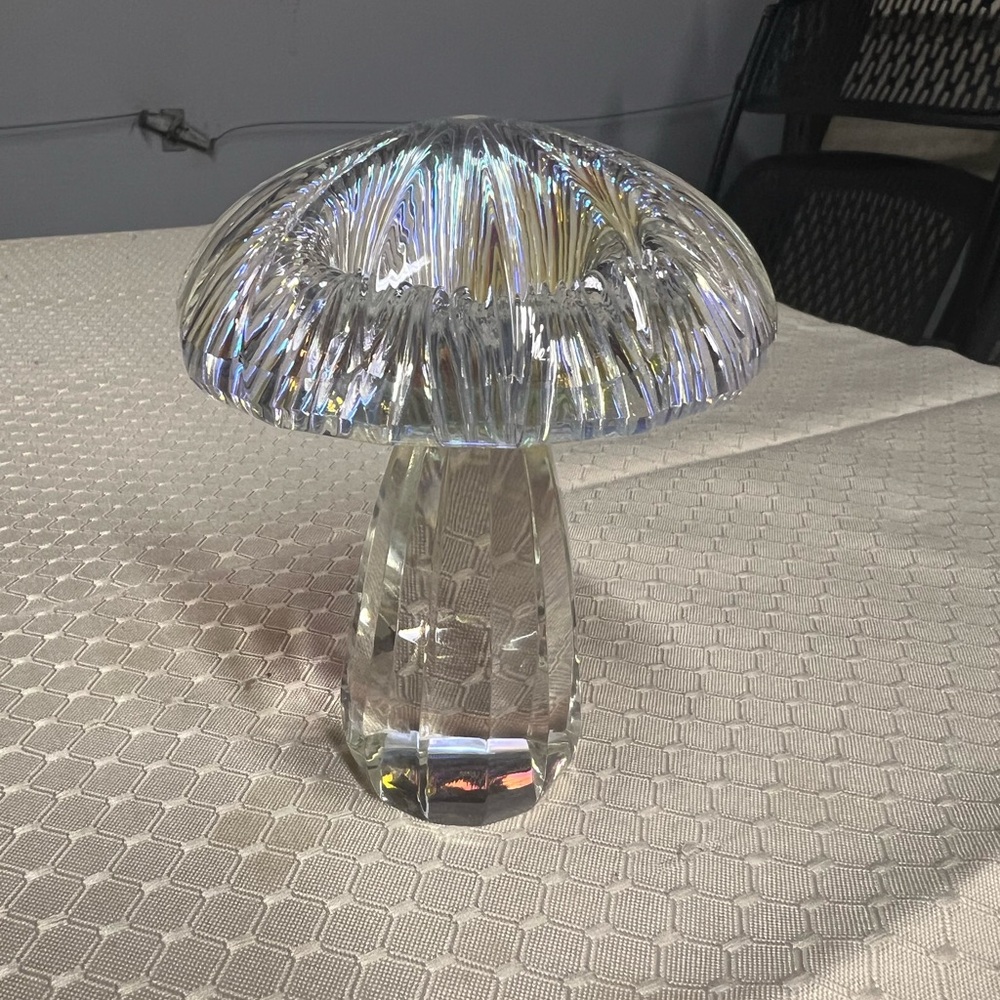 Iridescent Crystal Mushroom Decor glass no chips excellent condition no brand